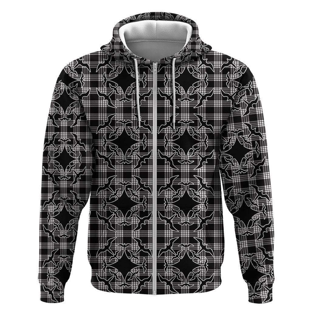 Eleele Hawaii Iwa Bird Palaka Motifs Hoodie LT14 Zip Hoodie Black - Polynesian Pride
