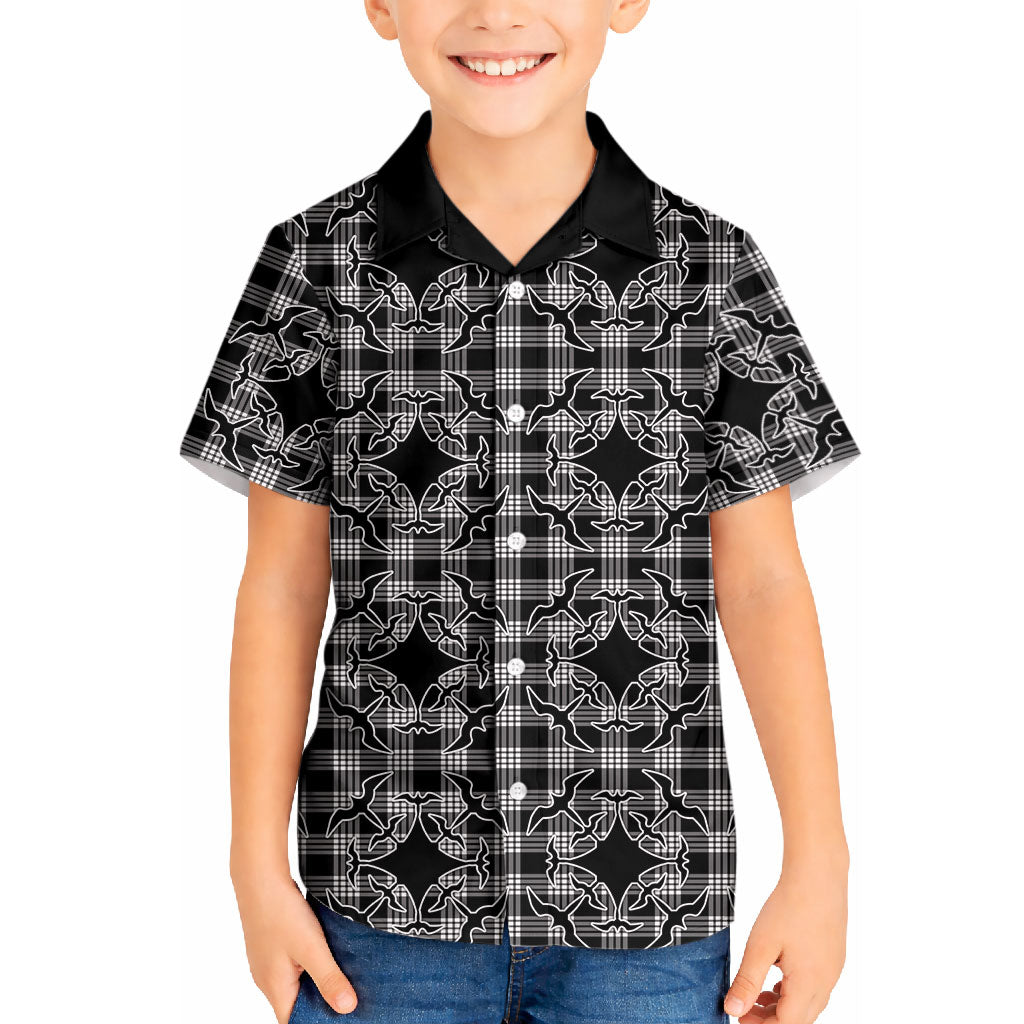 Eleele Hawaii Iwa Bird Palaka Motifs Kid Hawaiian Shirt LT14 Kid Black - Polynesian Pride