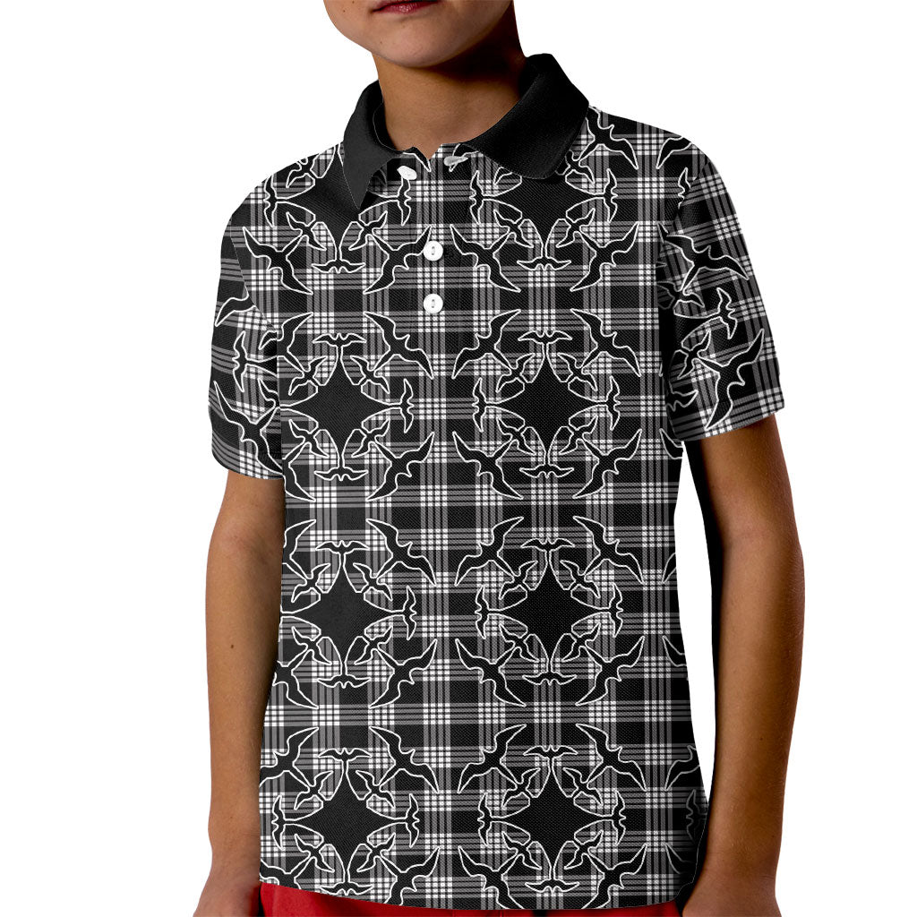 Eleele Hawaii Iwa Bird Palaka Motifs Kid Polo Shirt LT14 Kid Black - Polynesian Pride