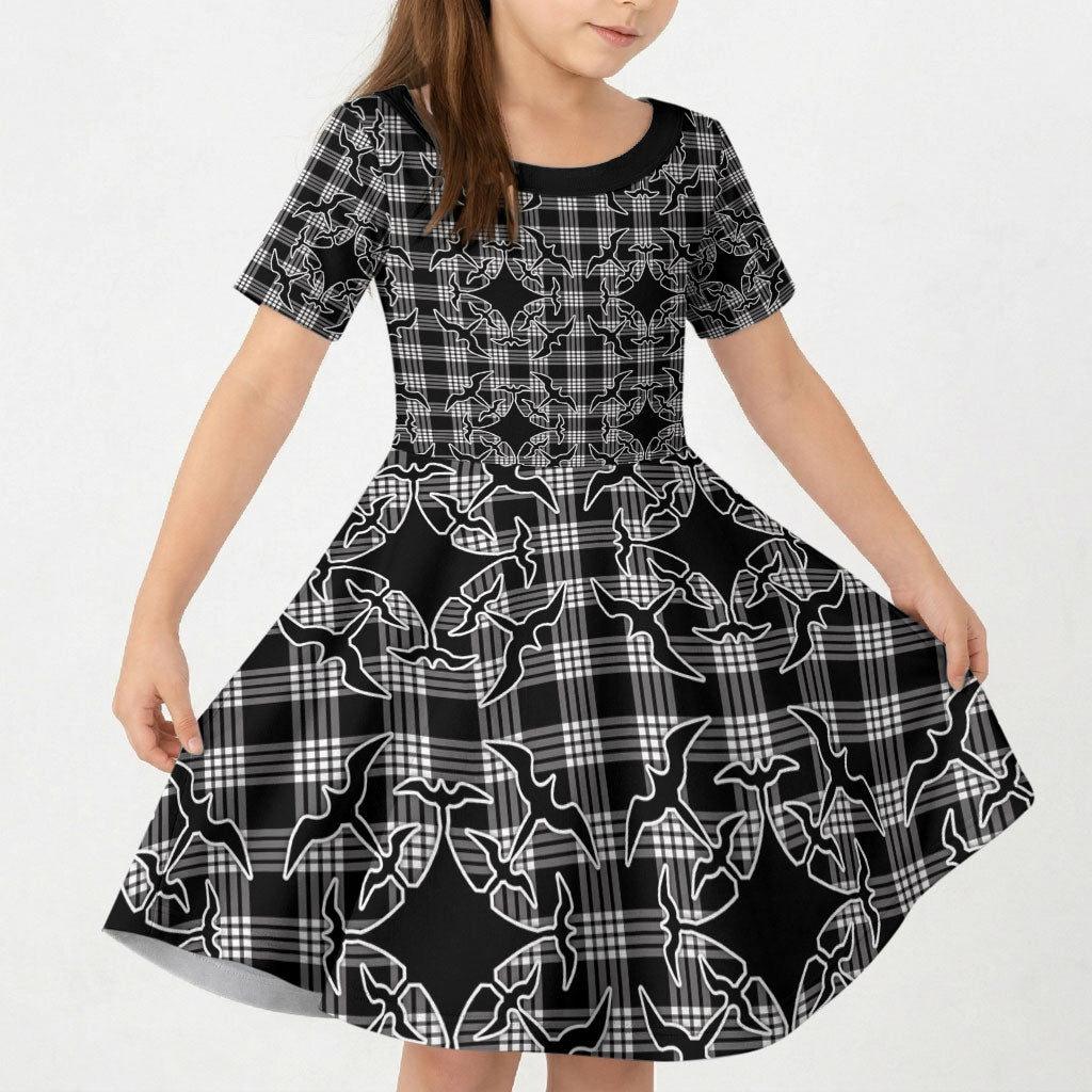 Eleele Hawaii Iwa Bird Palaka Motifs Kid Short Sleeve Dress LT14 KID Black - Polynesian Pride