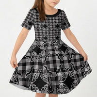 Eleele Hawaii Iwa Bird Palaka Motifs Kid Short Sleeve Dress LT14 KID Black - Polynesian Pride