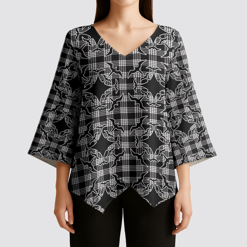 Eleele Hawaii Iwa Bird Palaka Motifs Kimono Sleeve Blouse LT14 - Polynesian Pride