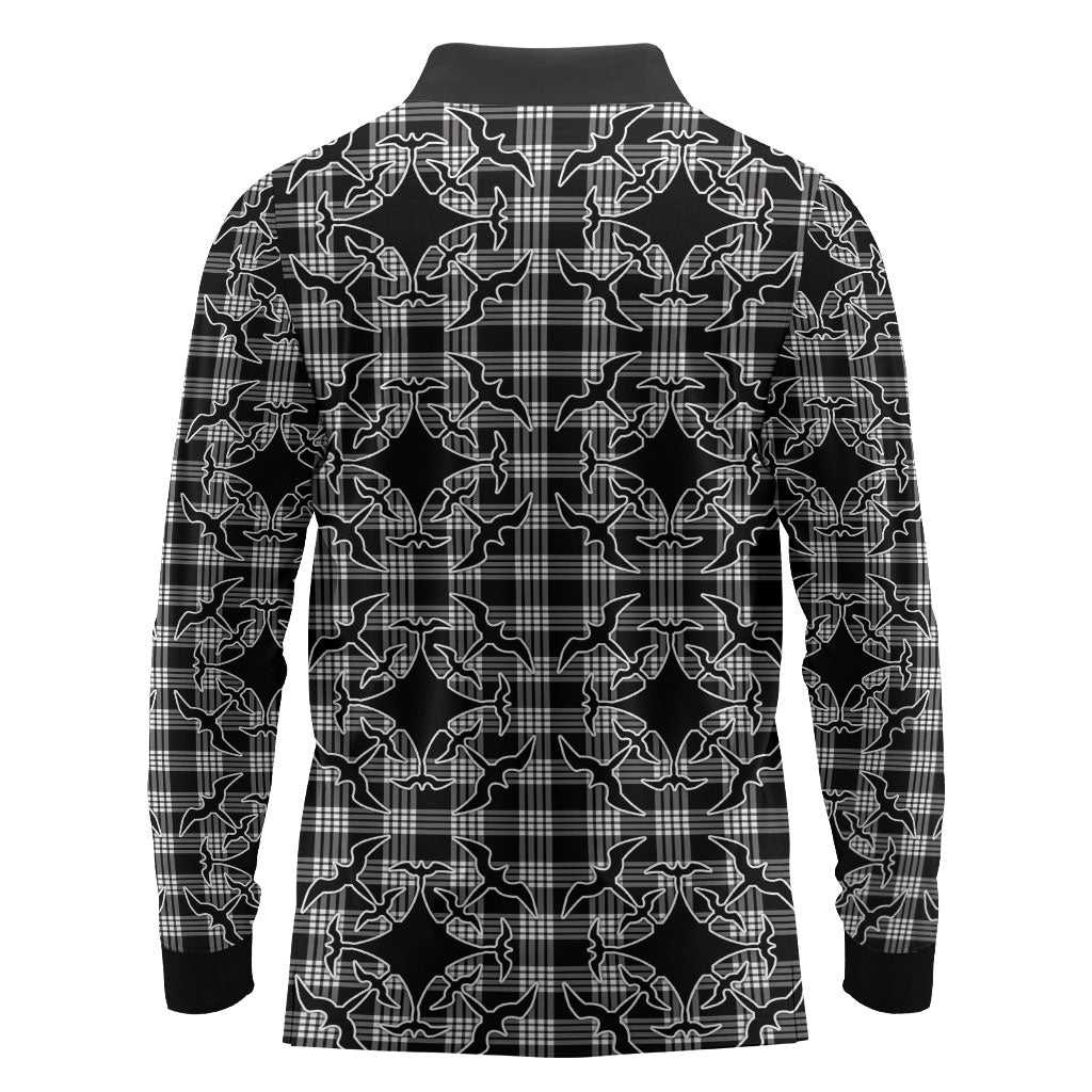 Eleele Hawaii Iwa Bird Palaka Motifs Long Sleeve Polo Shirt LT14 - Polynesian Pride