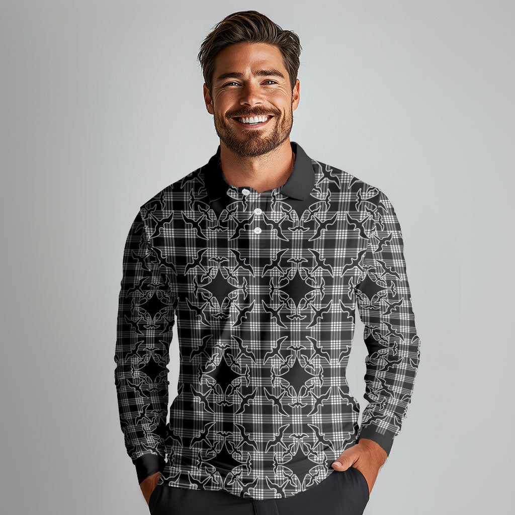 Eleele Hawaii Iwa Bird Palaka Motifs Long Sleeve Polo Shirt LT14 - Polynesian Pride