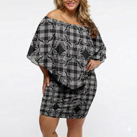Eleele Hawaii Iwa Bird Palaka Motifs Off Shoulder Short Dress LT14 Women Black - Polynesian Pride