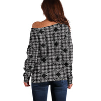 Eleele Hawaii Iwa Bird Palaka Motifs Off Shoulder Sweater LT14 - Polynesian Pride