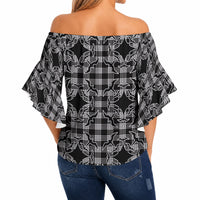 Eleele Hawaii Iwa Bird Palaka Motifs Off Shoulder Wrap Waist Top LT14 - Polynesian Pride
