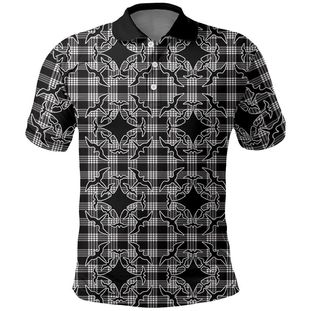 Eleele Hawaii Iwa Bird Palaka Motifs Polo Shirt LT14 Black - Polynesian Pride