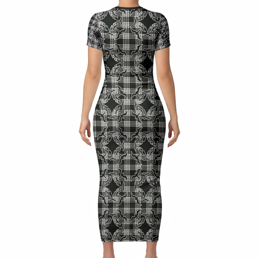 Eleele Hawaii Iwa Bird Palaka Motifs Short Sleeve Bodycon Dress LT14 - Polynesian Pride