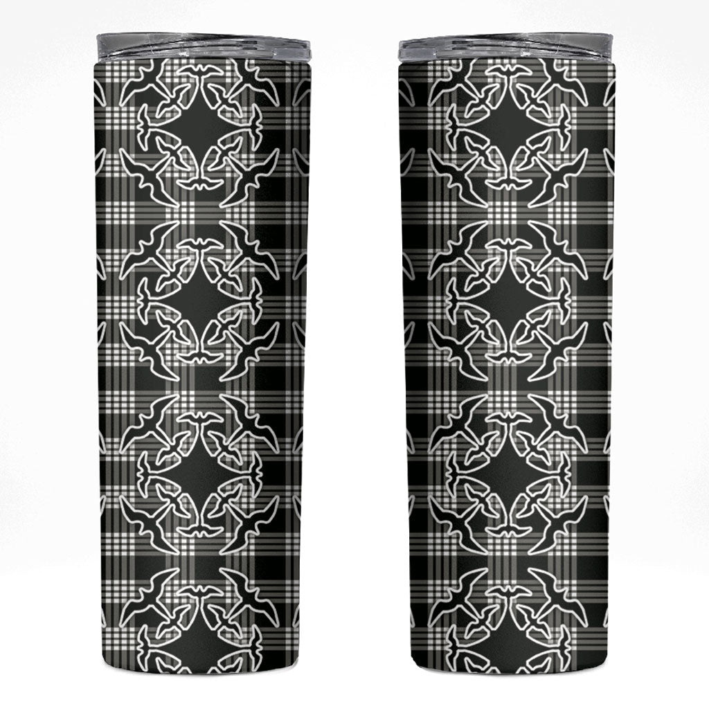Eleele Hawaii Iwa Bird Palaka Motifs Skinny Tumbler LT14 Black - Polynesian Pride