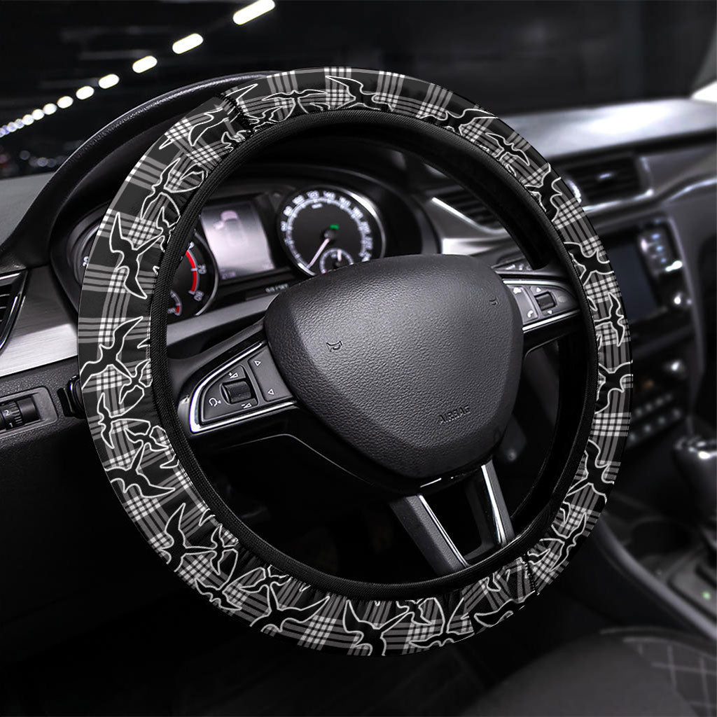 Eleele Hawaii Iwa Bird Palaka Motifs Steering Wheel Cover LT14 Universal Fit Black - Polynesian Pride