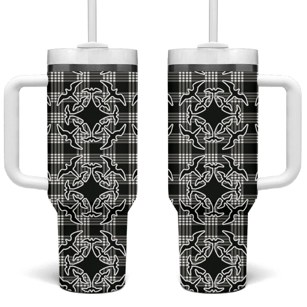 Eleele Hawaii Iwa Bird Palaka Motifs Tumbler With Handle LT14 One Size: 40 oz Black - Polynesian Pride