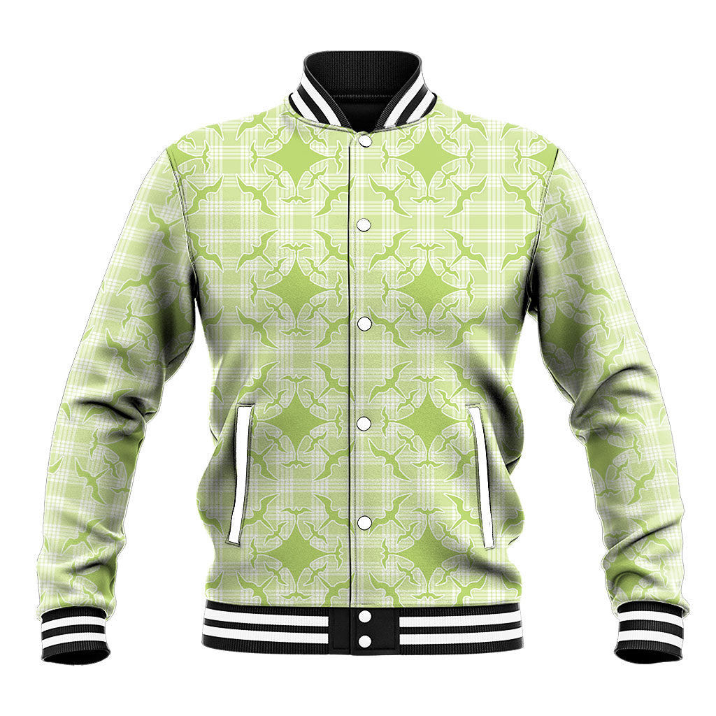 Omaomao Hawaii Iwa Bird Palaka Motifs Baseball Jacket LT14 Unisex Green - Polynesian Pride