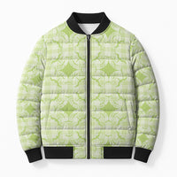 Omaomao Hawaii Iwa Bird Palaka Motifs Bomber Puffer Jacket LT14 Unisex Green - Polynesian Pride