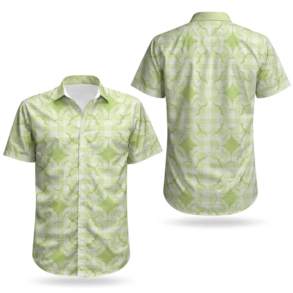 Omaomao Hawaii Iwa Bird Palaka Motifs Couples Matching Off Shoulder Short Dress and Hawaiian Shirt LT14 - Polynesian Pride