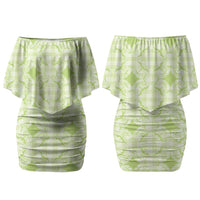 Omaomao Hawaii Iwa Bird Palaka Motifs Couples Matching Off Shoulder Short Dress and Long Sleeve Button Shirt LT14 - Polynesian Pride