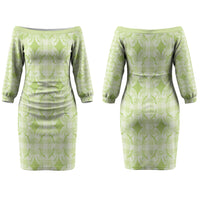 Omaomao Hawaii Iwa Bird Palaka Motifs Couples Matching Off The Shoulder Long Sleeve Dress and Hawaiian Shirt LT14 - Polynesian Pride