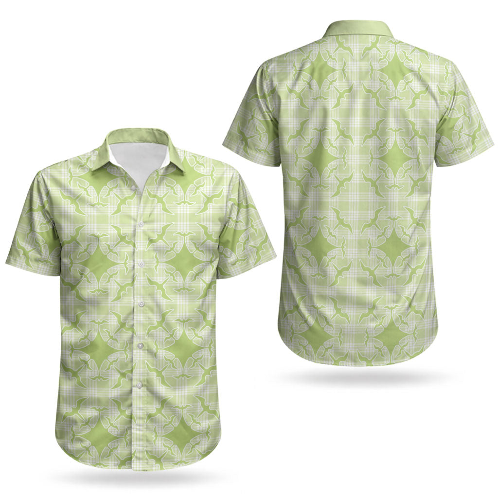 Omaomao Hawaii Iwa Bird Palaka Motifs Couples Matching Short Sleeve Bodycon Dress and Hawaiian Shirt LT14 - Polynesian Pride