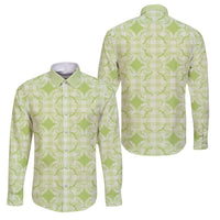 Omaomao Hawaii Iwa Bird Palaka Motifs Family Matching Puletasi and Hawaiian Shirt LT14 Dad's Shirt - Long Sleeve Green - Polynesian Pride