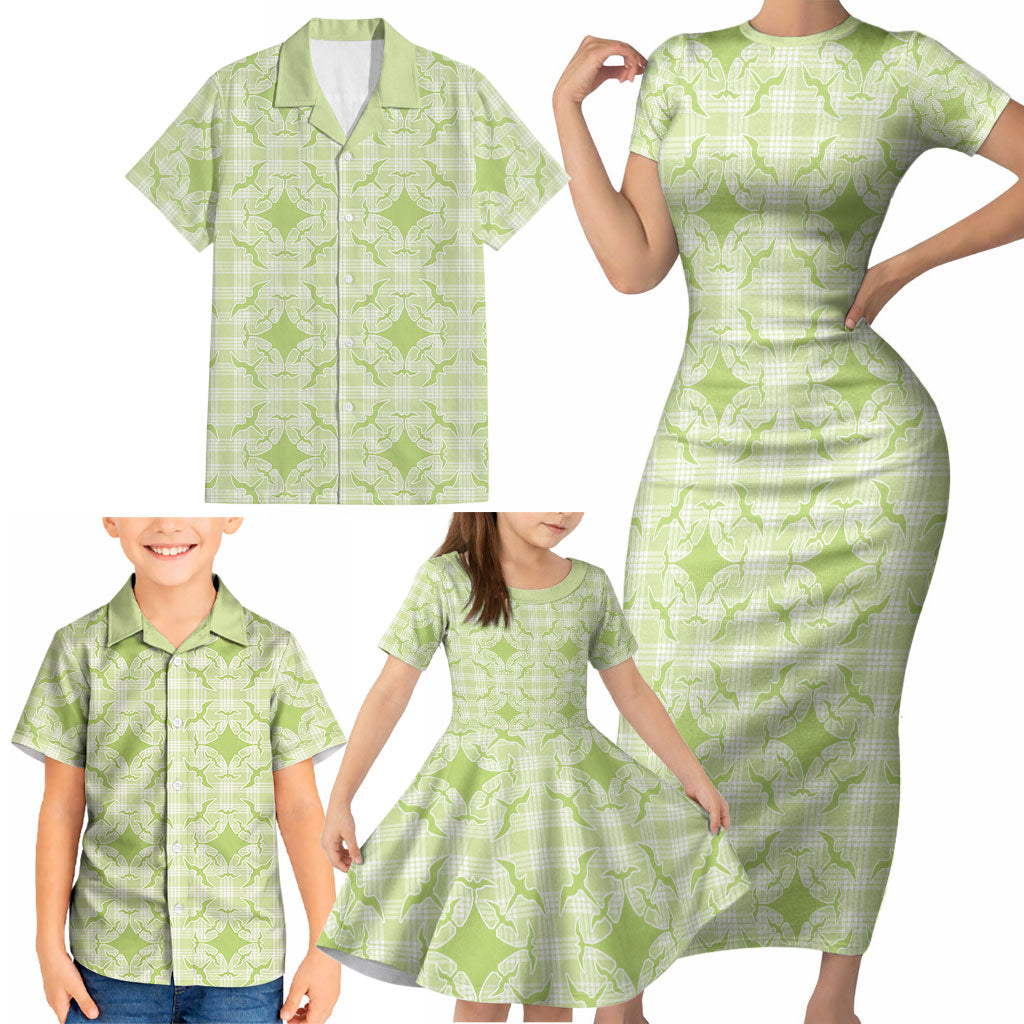 Omaomao Hawaii Iwa Bird Palaka Motifs Family Matching Short Sleeve Bodycon Dress and Hawaiian Shirt LT14 - Polynesian Pride