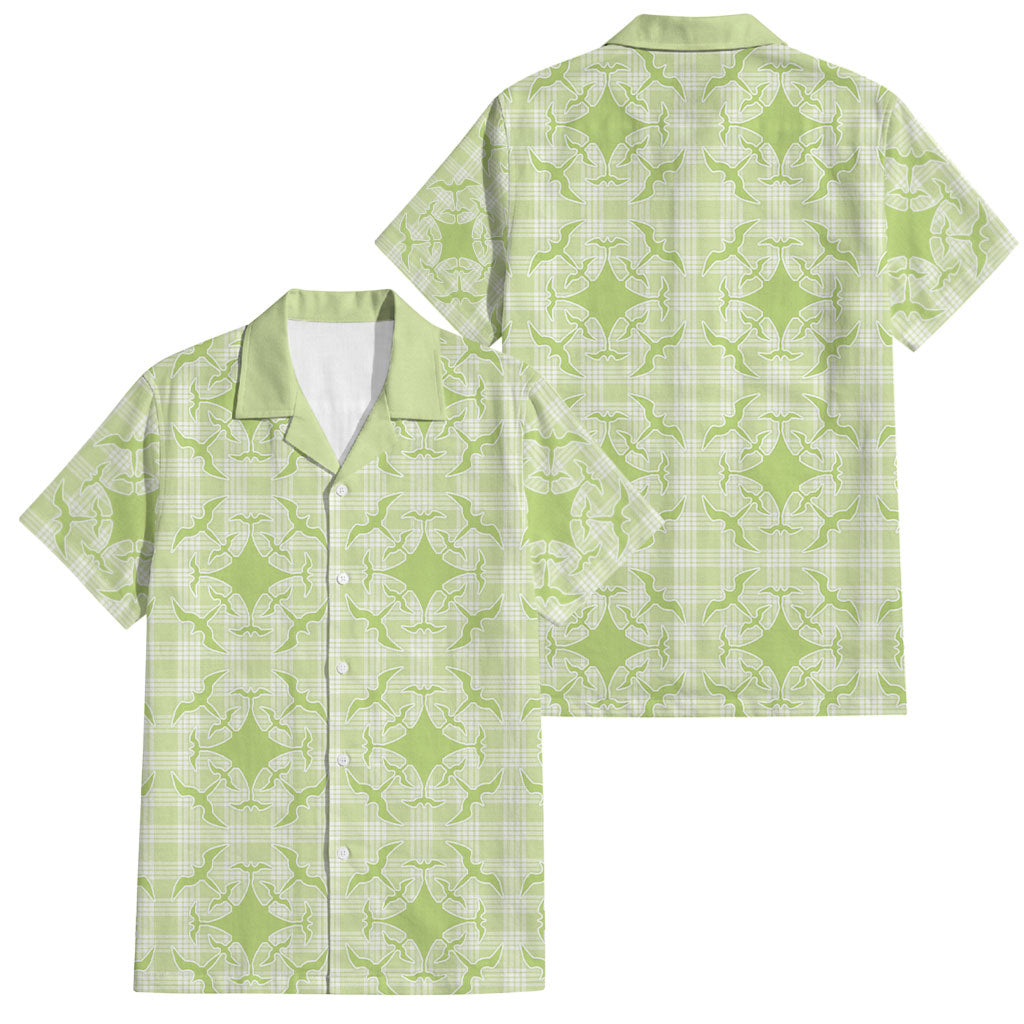 Omaomao Hawaii Iwa Bird Palaka Motifs Family Matching Short Sleeve Bodycon Dress and Hawaiian Shirt LT14 Dad's Shirt - Short Sleeve Green - Polynesian Pride
