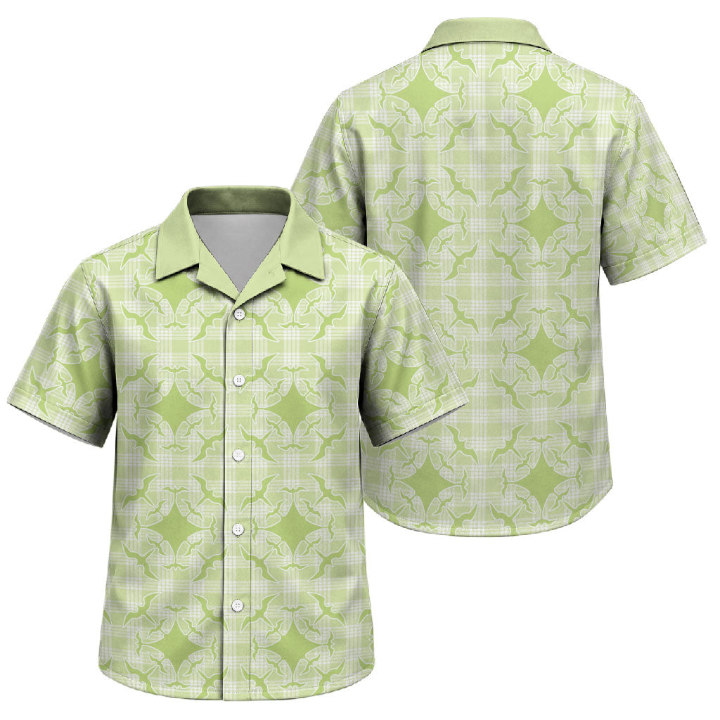 Omaomao Hawaii Iwa Bird Palaka Motifs Family Matching Short Sleeve Bodycon Dress and Hawaiian Shirt LT14 Son's Shirt Green - Polynesian Pride