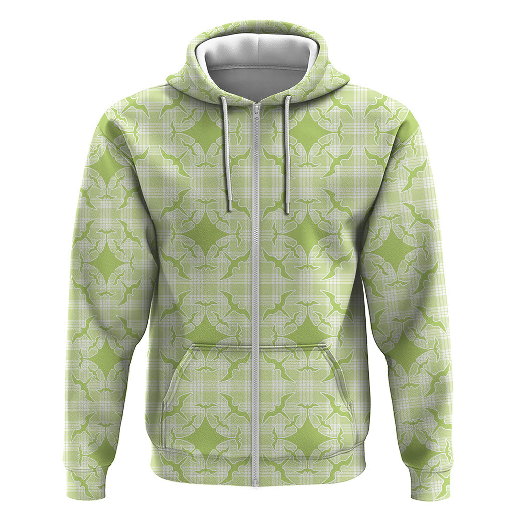 Omaomao Hawaii Iwa Bird Palaka Motifs Hoodie LT14 Zip Hoodie Green - Polynesian Pride