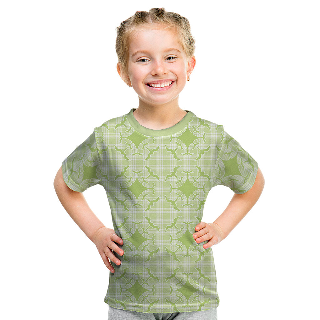 Omaomao Hawaii Iwa Bird Palaka Motifs Kid T Shirt LT14 Green - Polynesian Pride
