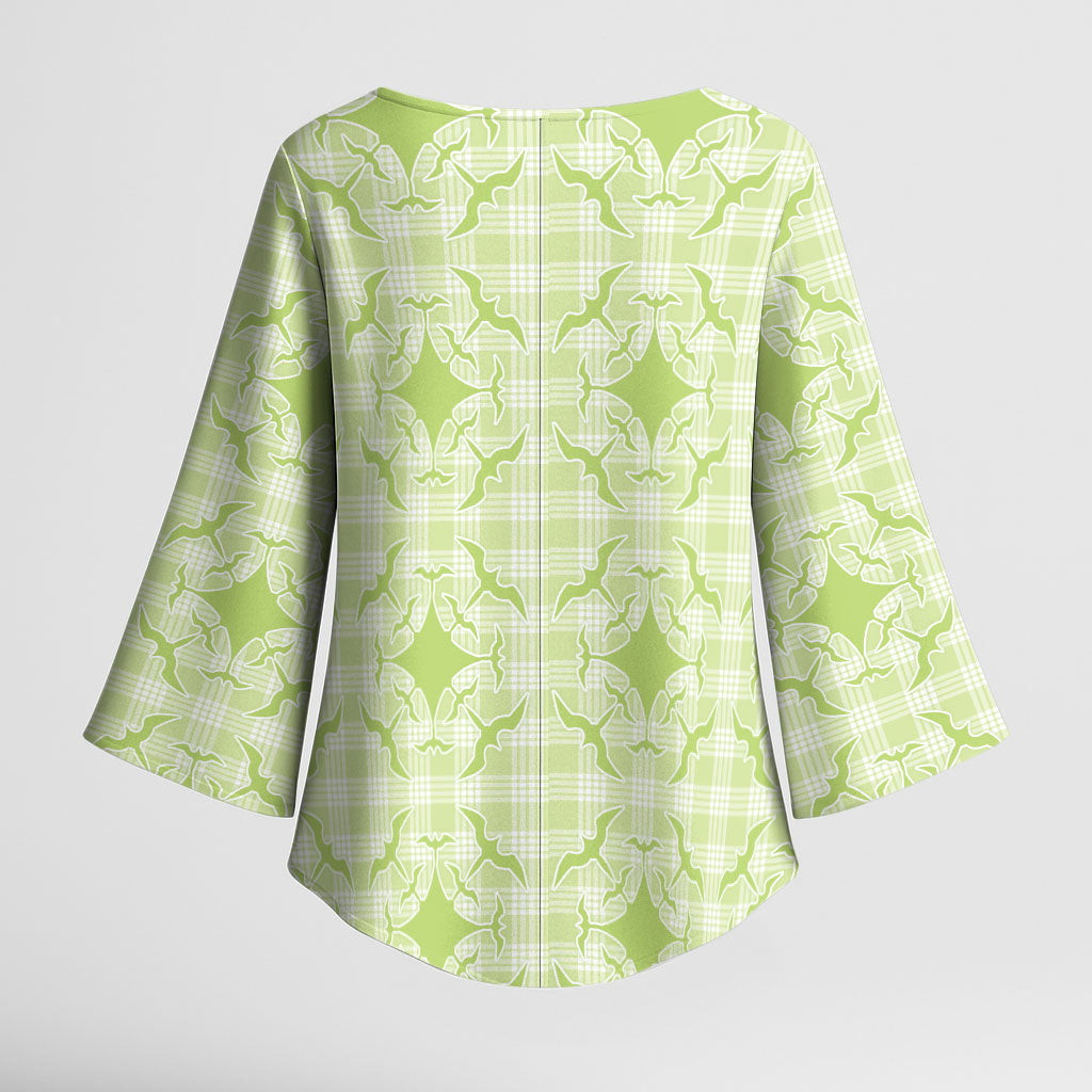 Omaomao Hawaii Iwa Bird Palaka Motifs Kimono Sleeve Blouse LT14 - Polynesian Pride