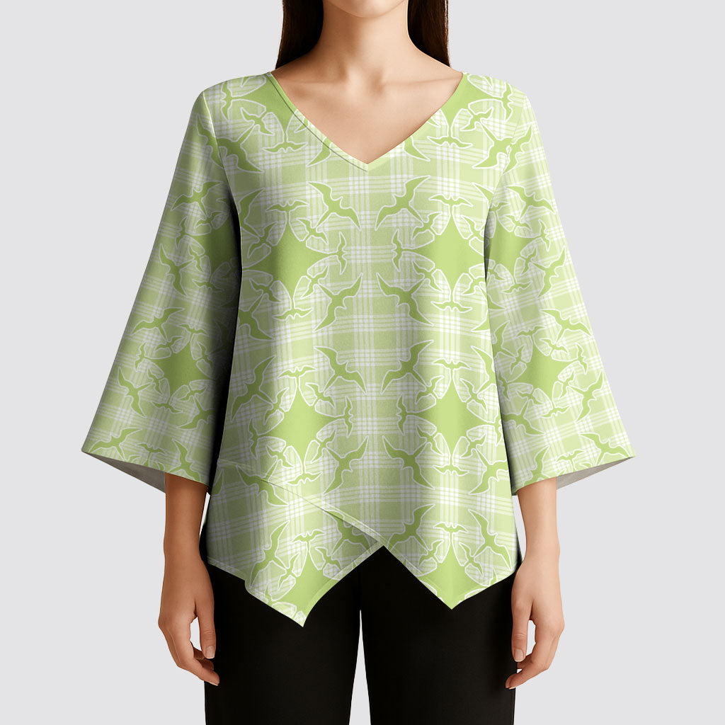 Omaomao Hawaii Iwa Bird Palaka Motifs Kimono Sleeve Blouse LT14 - Polynesian Pride