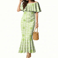 Omaomao Hawaii Iwa Bird Palaka Motifs Mermaid Dress LT14 Women Green - Polynesian Pride