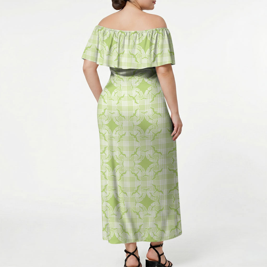 Omaomao Hawaii Iwa Bird Palaka Motifs Off Shoulder Maxi Dress LT14 - Polynesian Pride