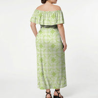 Omaomao Hawaii Iwa Bird Palaka Motifs Off Shoulder Maxi Dress LT14 - Polynesian Pride