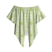 Omaomao Hawaii Iwa Bird Palaka Motifs Off Shoulder Wrap Waist Top LT14 - Polynesian Pride