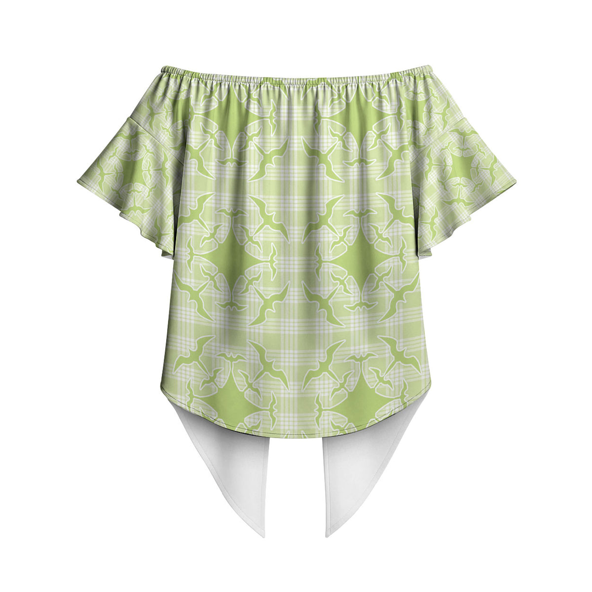 Omaomao Hawaii Iwa Bird Palaka Motifs Off Shoulder Wrap Waist Top LT14 - Polynesian Pride
