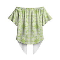 Omaomao Hawaii Iwa Bird Palaka Motifs Off Shoulder Wrap Waist Top LT14 - Polynesian Pride
