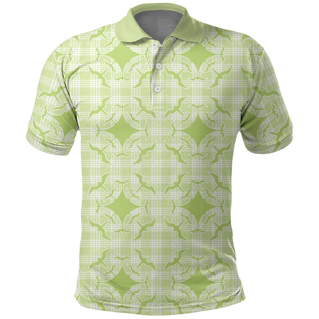 Omaomao Hawaii Iwa Bird Palaka Motifs Polo Shirt LT14 Green - Polynesian Pride
