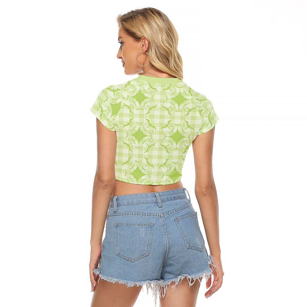 Omaomao Hawaii Iwa Bird Palaka Motifs Raglan Cropped T Shirt LT14 - Polynesian Pride