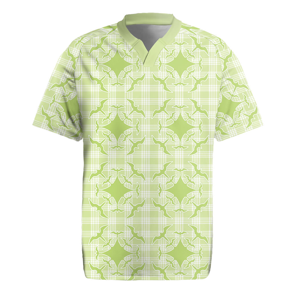 Omaomao Hawaii Iwa Bird Palaka Motifs Rugby Jersey LT14 Green - Polynesian Pride