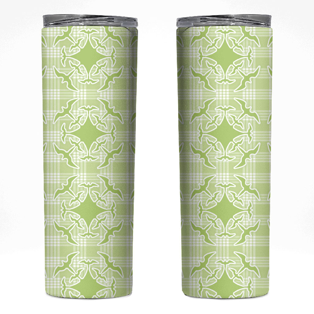 Omaomao Hawaii Iwa Bird Palaka Motifs Skinny Tumbler LT14 Green - Polynesian Pride