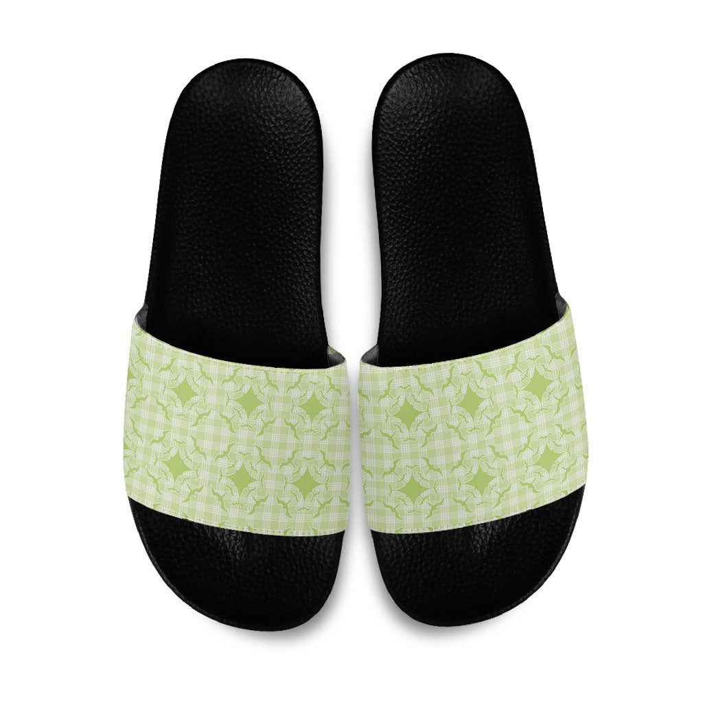 Omaomao Hawaii Iwa Bird Palaka Motifs Slide Sandals LT14 Green - Polynesian Pride