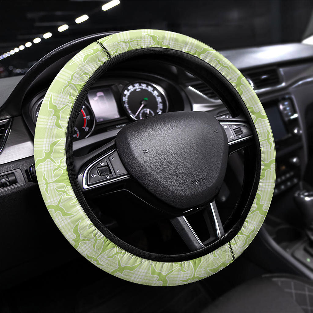 Omaomao Hawaii Iwa Bird Palaka Motifs Steering Wheel Cover LT14 Universal Fit Green - Polynesian Pride