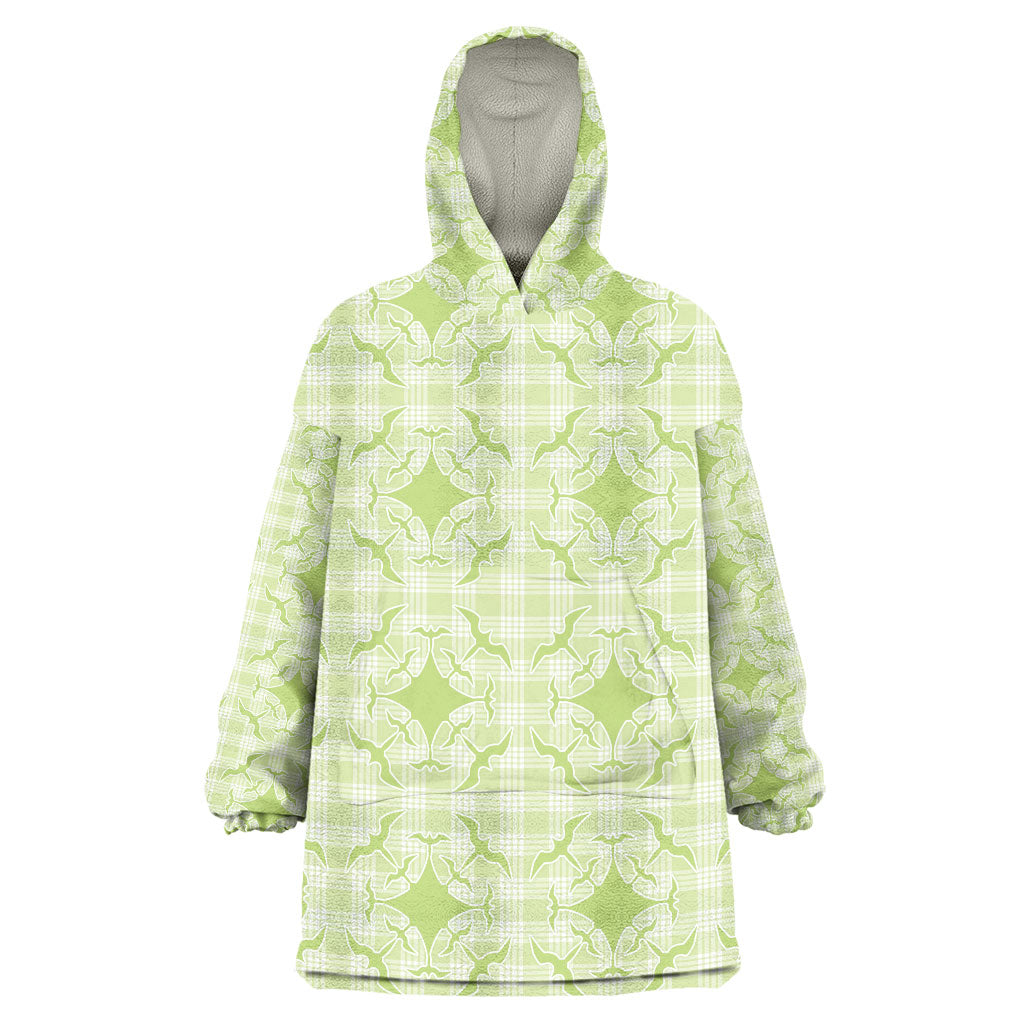Omaomao Hawaii Iwa Bird Palaka Motifs Wearable Blanket Hoodie LT14 One Size Green - Polynesian Pride