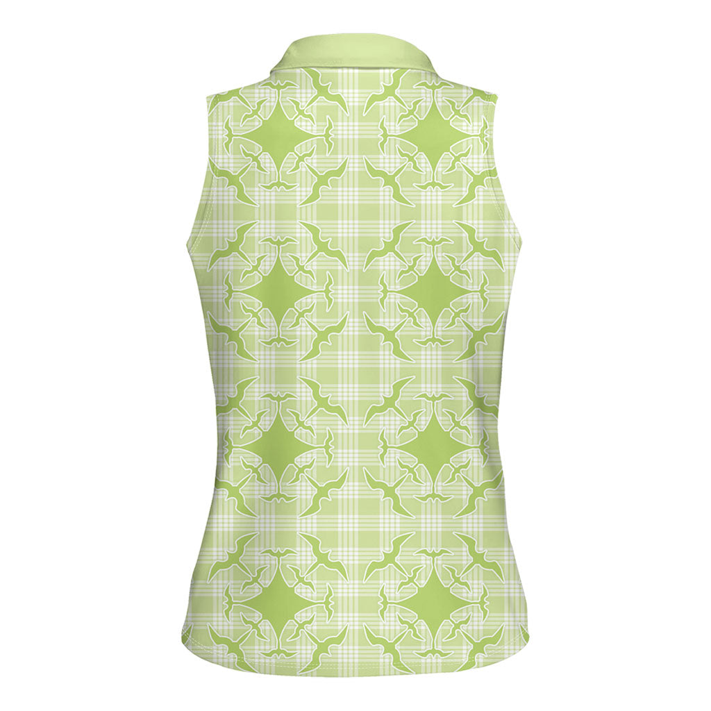 Omaomao Hawaii Iwa Bird Palaka Motifs Women Sleeveless Polo Shirt LT14 - Polynesian Pride