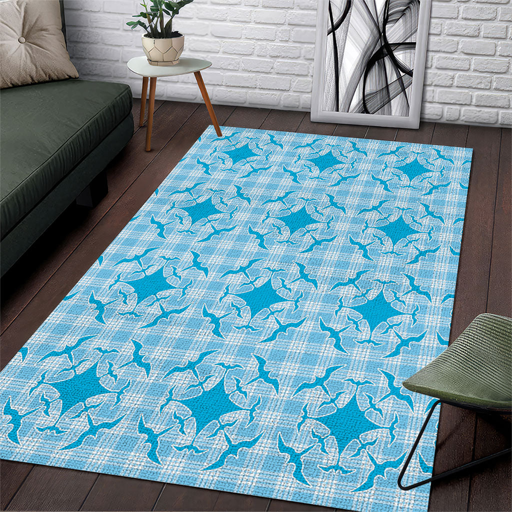 Polu Hawaii Iwa Bird Palaka Motifs Area Rug LT14 Blue - Polynesian Pride