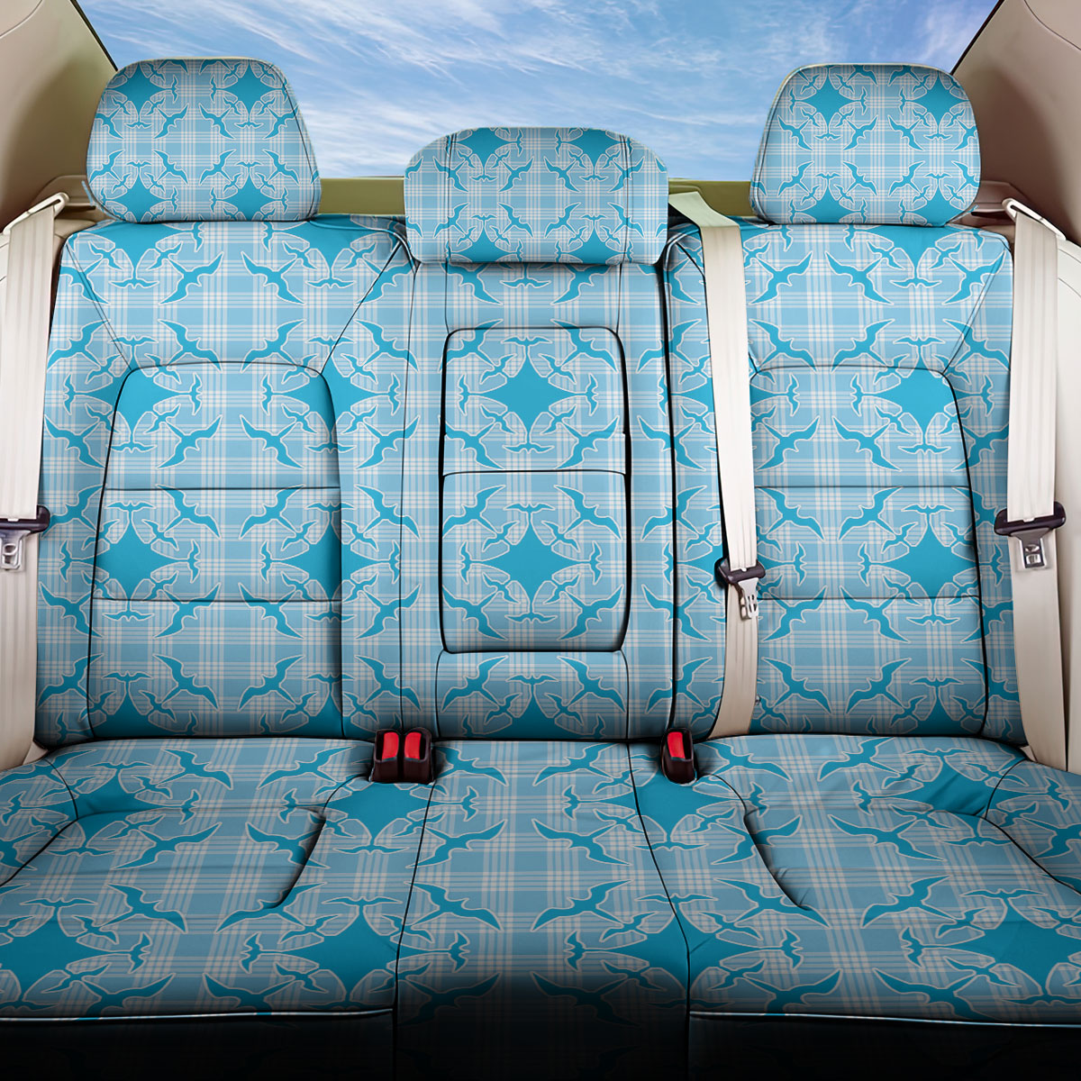Polu Hawaii Iwa Bird Palaka Motifs Back Car Seat Cover LT14 One Size Blue - Polynesian Pride