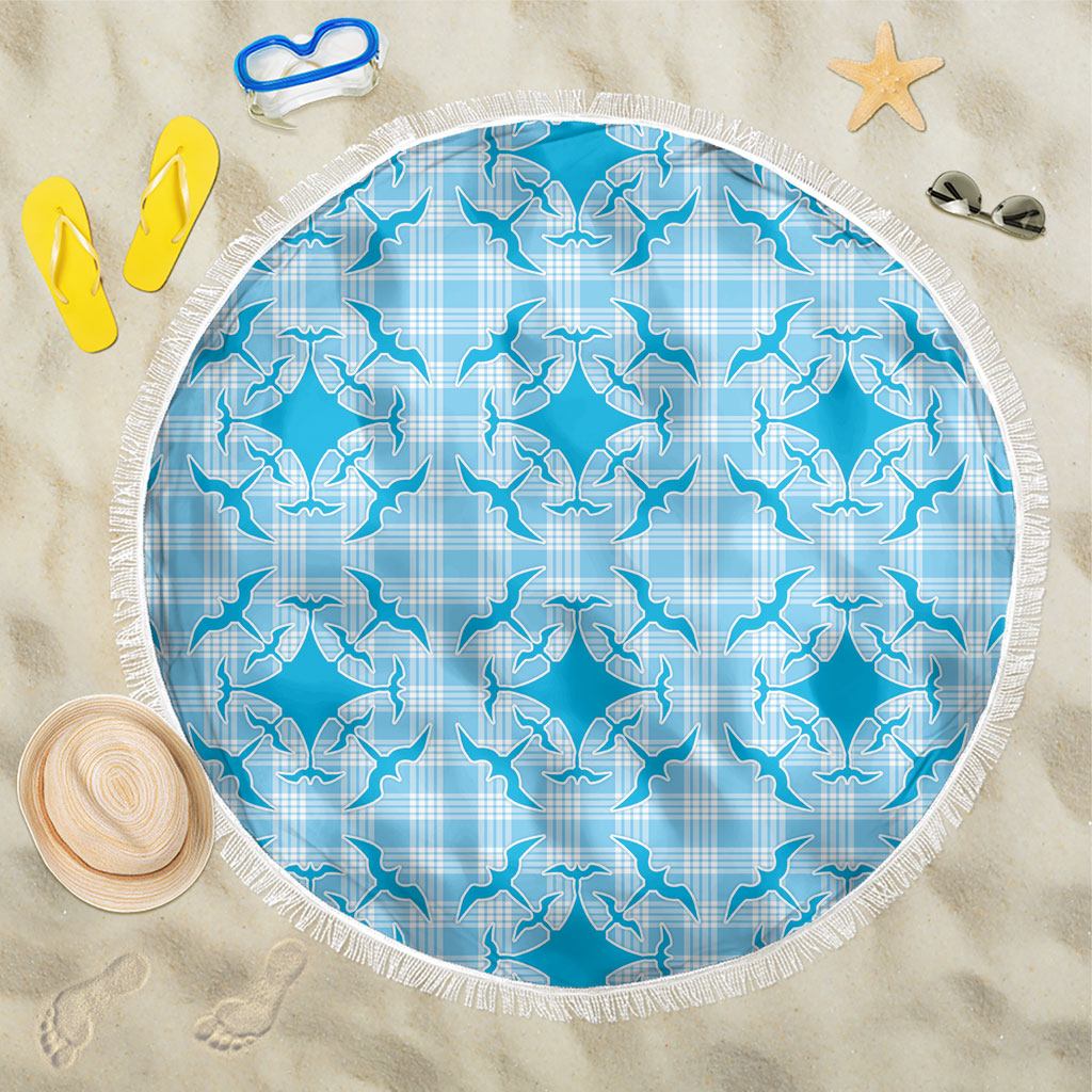 Polu Hawaii Iwa Bird Palaka Motifs Beach Blanket LT14 One Size 150cm Blue - Polynesian Pride