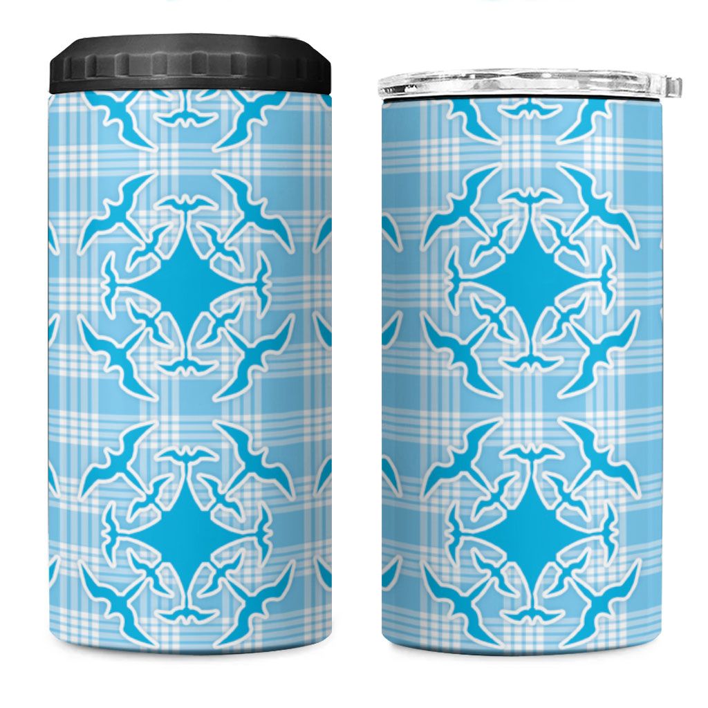 Polu Hawaii Iwa Bird Palaka Motifs 4 in 1 Can Cooler Tumbler LT14 One Size: 16 oz Blue - Polynesian Pride