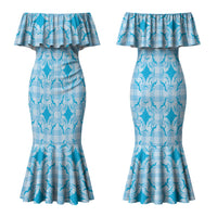 Polu Hawaii Iwa Bird Palaka Motifs Couples Matching Mermaid Dress and Long Sleeve Button Shirt LT14 - Polynesian Pride