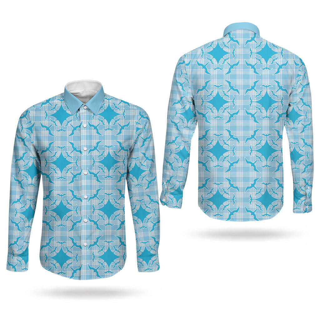 Polu Hawaii Iwa Bird Palaka Motifs Couples Matching Summer Maxi Dress and Long Sleeve Button Shirt LT14 - Polynesian Pride